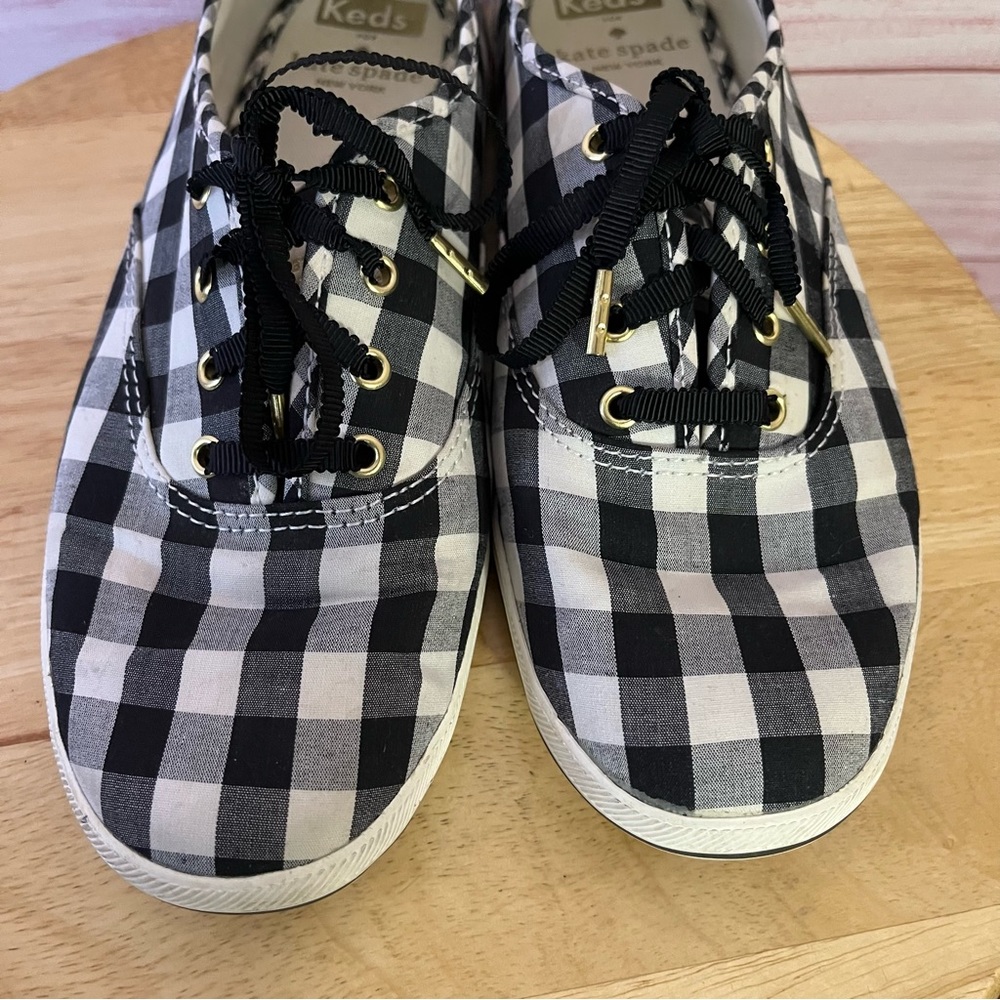 Kate Spade Keds Black White Canvas Sneakers Size 7 - Picture 3 of 9